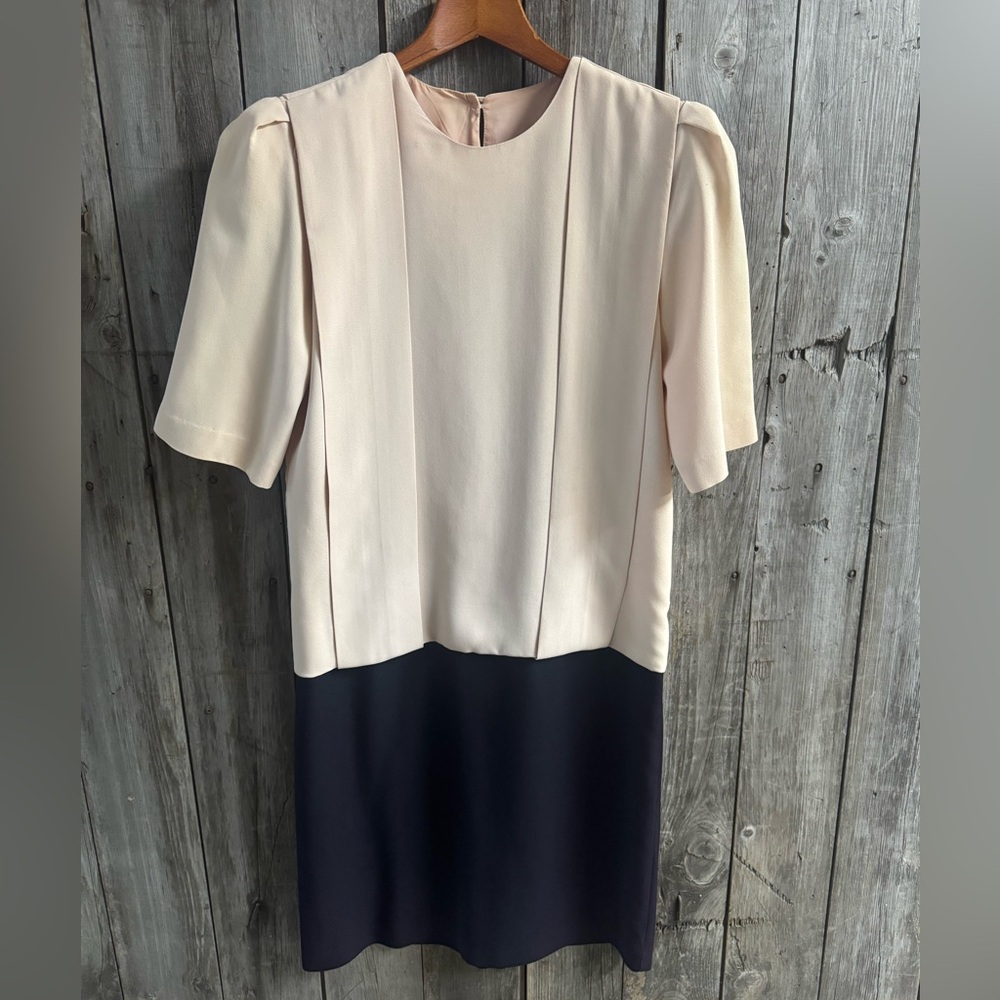 VINTAGE Circa 1982 Pleated Colorblock dress - size 7/8
